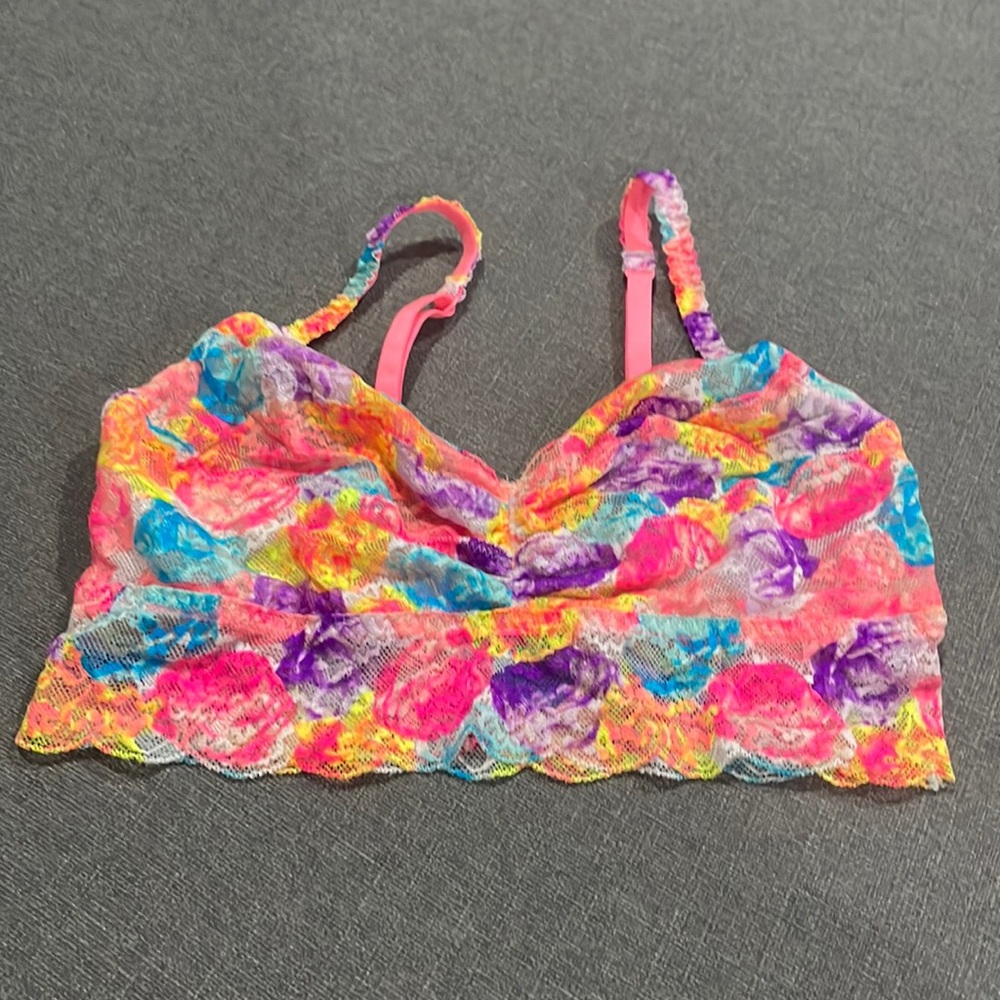 Pink Victoria Secret Lace Multicolored Pink Bralette M - Picture 1 of 9